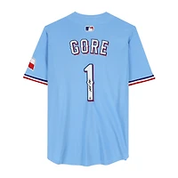 Maillot réplique bleu clair autographié de MacKenzie Gore, Texas Rangers