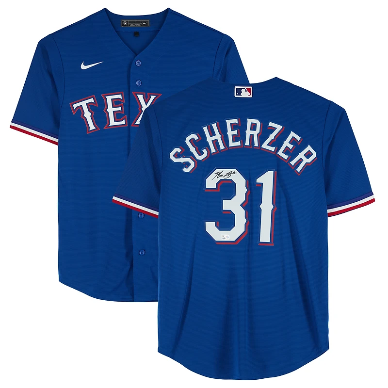 Max Scherzer Texas Rangers Autographed Royal Blue Nike Replica Jersey
