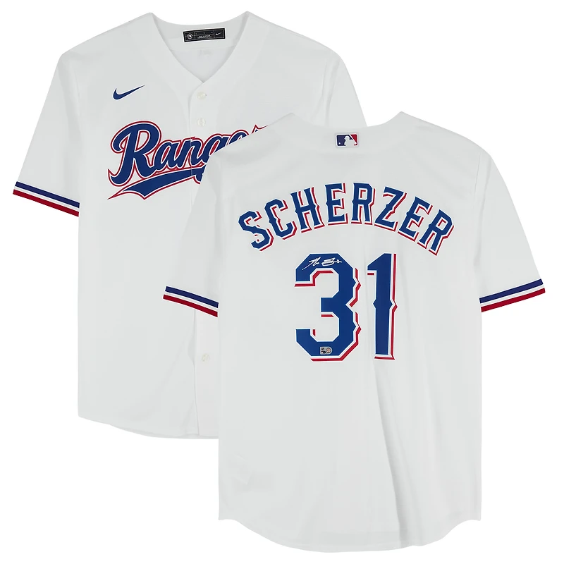 Max Scherzer Texas Rangers Autographed White Nike Replica Jersey