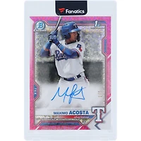 Carte autographiée Maximo Acosta Texas Rangers 2021 Bowman Chrome 1ère édition Bowman Pink Refractor #BSPA-MAC #1/1