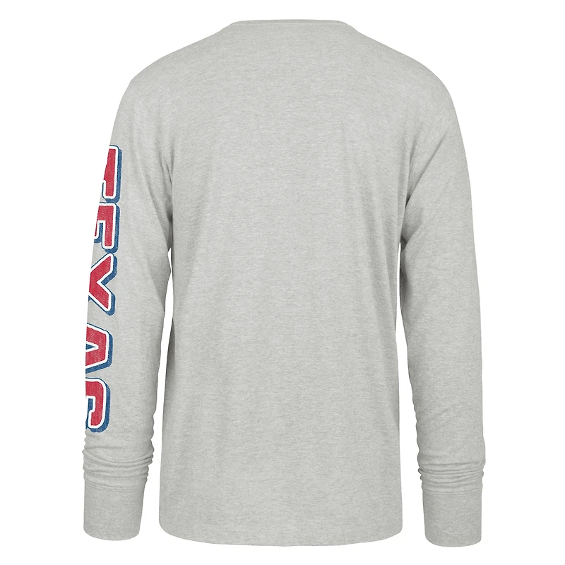 Men's '47  Gray Texas Rangers Big & Tall Distressed Franklin Long Sleeve T-Shirt