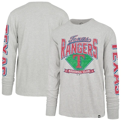 T-shirt à manches longues Franklin gris vieilli pour homme, modèle Big & Tall, des Texas Rangers, '47
