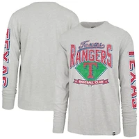T-shirt à manches longues Franklin gris vieilli pour homme, modèle Big & Tall, des Texas Rangers, '47