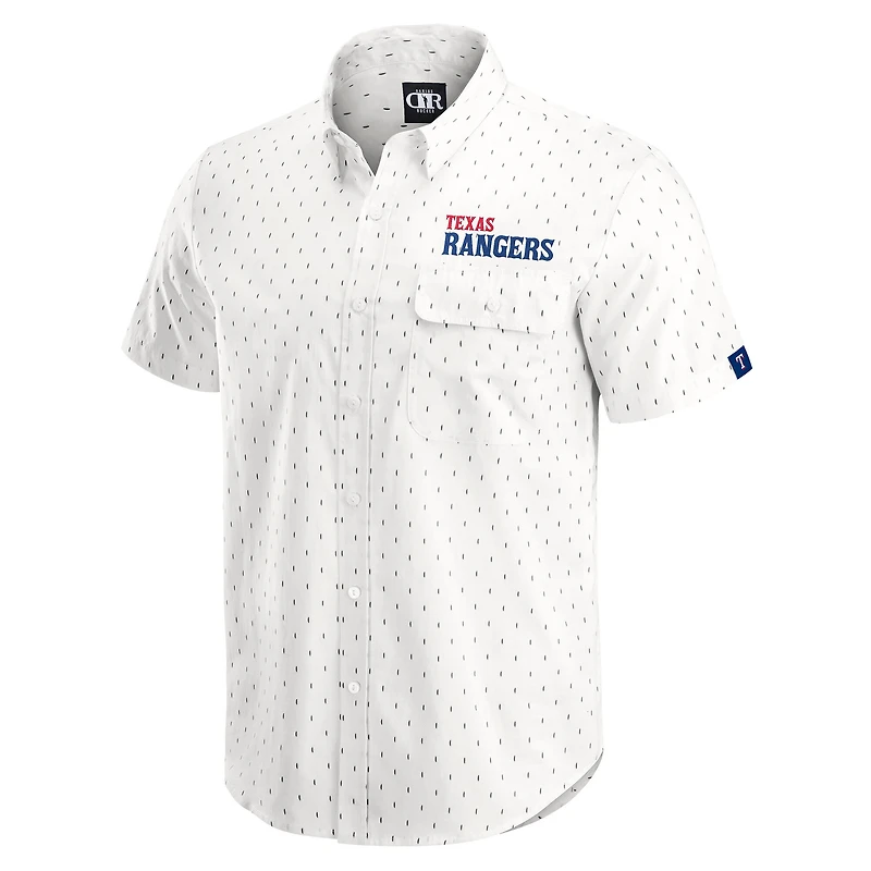 Men's Darius Rucker Collection by Fanatics Cream Texas Rangers Printed Button-Down Shirt