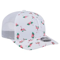 Casquette extensible à bouton-pression 9SEVENTY Flamingo Texas Rangers blanche New Era pour homme