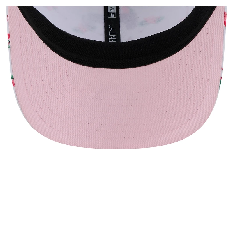Casquette extensible à bouton-pression 9SEVENTY Flamingo Texas Rangers blanche New Era pour homme