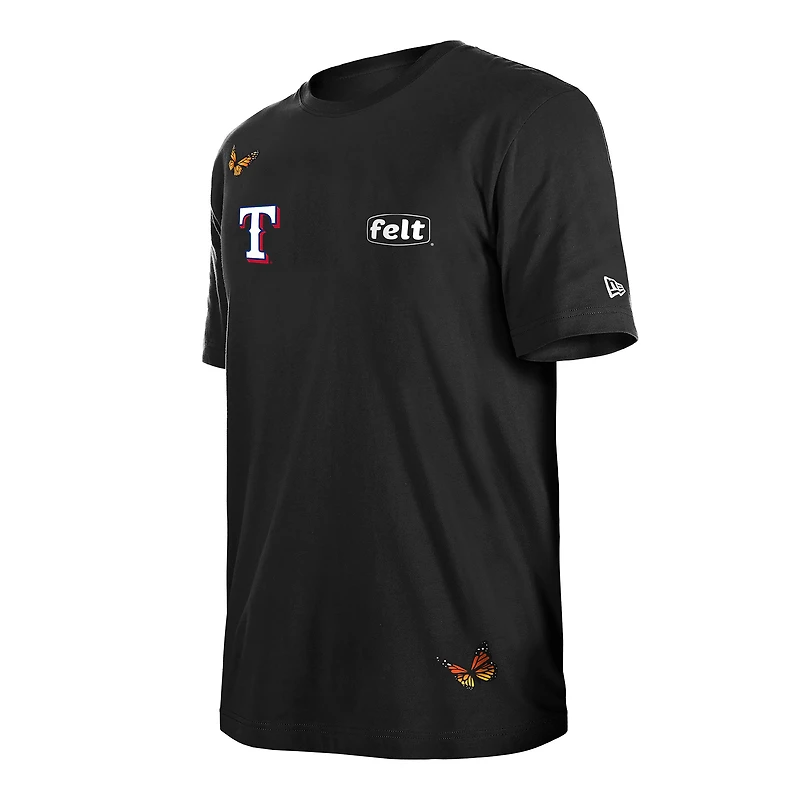 T-shirt noir Texas Rangers New Era x Felt pour homme