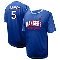 T-shirt pour homme Corey Seager, profil Royal Texas Rangers, grand et nom numéro