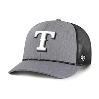 Men's '47 Charcoal Texas Rangers Carbon Rope Trucker Adjustable Hat