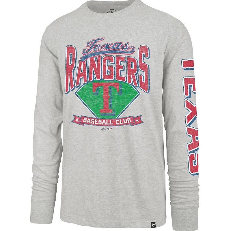 T-shirt à manches longues Texas Rangers Fair Ball Franklin pour homme, gris, 1947