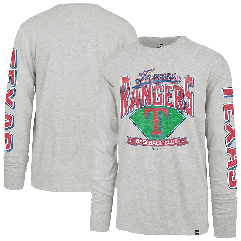 T-shirt à manches longues Texas Rangers Fair Ball Franklin pour homme, gris, 1947
