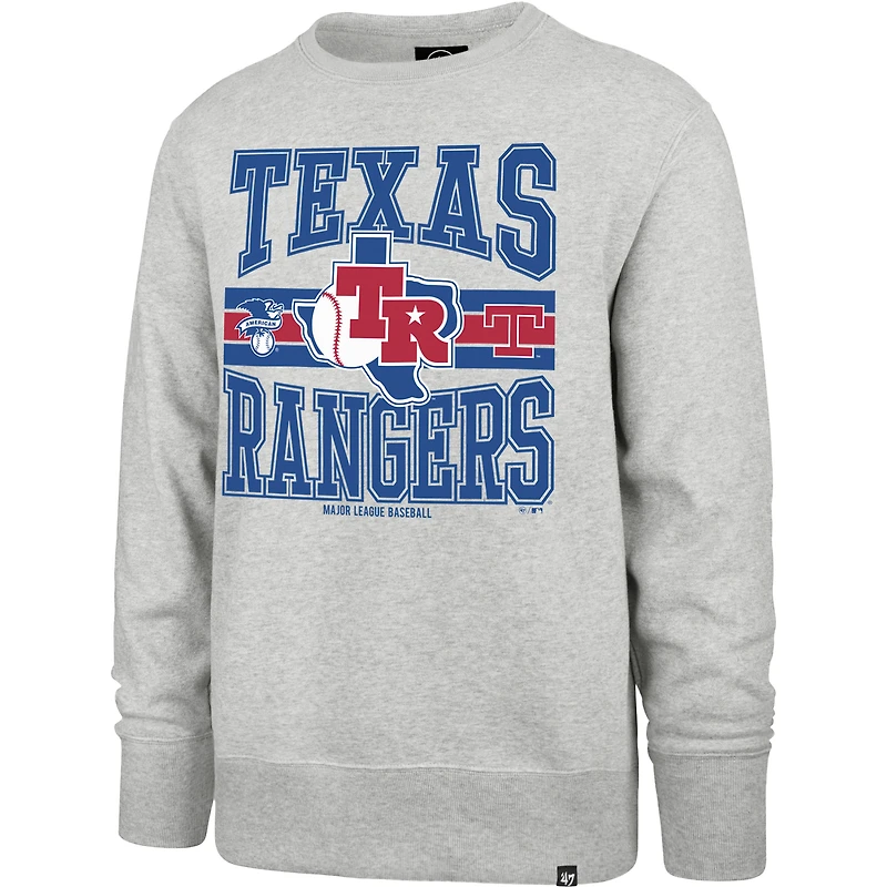 Men's '47 Gray Texas Rangers Letters Headline Pullover Sweatshirt