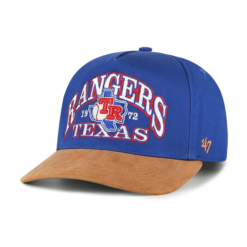 Casquette ajustable en daim bleu roi/marron Texas Rangers Cooperstown Break Wood pour homme