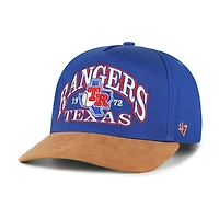 Casquette ajustable en daim bleu roi/marron Texas Rangers Cooperstown Break Wood pour homme