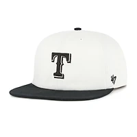 Men's '47 White/Black Texas Rangers Foundation Captain Snapback Hat
