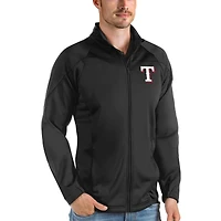 Men's Antigua Black Texas Rangers Links Full-Zip Golf Jacket