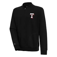 Men's Antigua  Black Texas Rangers Victory Full-Zip Jacket