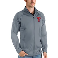 Men's Antigua Gray Texas Rangers Links Full-Zip Golf Jacket