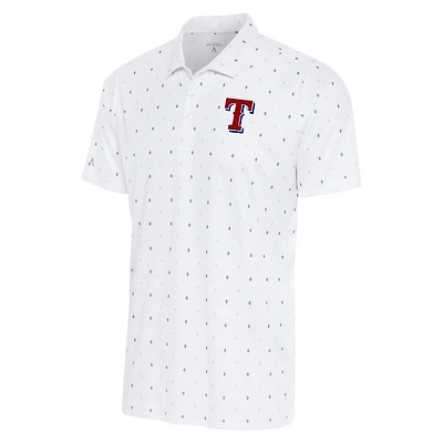 Polo Antigua blanc/bleu marine pour homme Texas Rangers 19th Hole