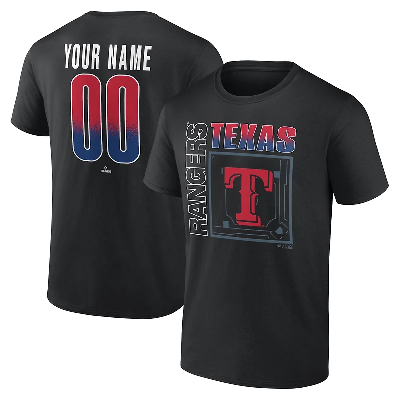 T-shirt noir pour homme Texas Rangers Home Field Pop personnalisé avec nom et numéro