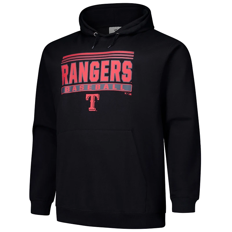 Sweat à capuche noir en polaire Texas Rangers Stack pour hommes