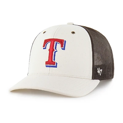Casquette trucker ajustable Carhartt x '47 pour homme, couleur naturelle/marron, Texas Rangers.
