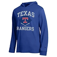 Men's Champion  Royal Texas Rangers Cooperstown Hooded Long-Sleeve T-Shirt