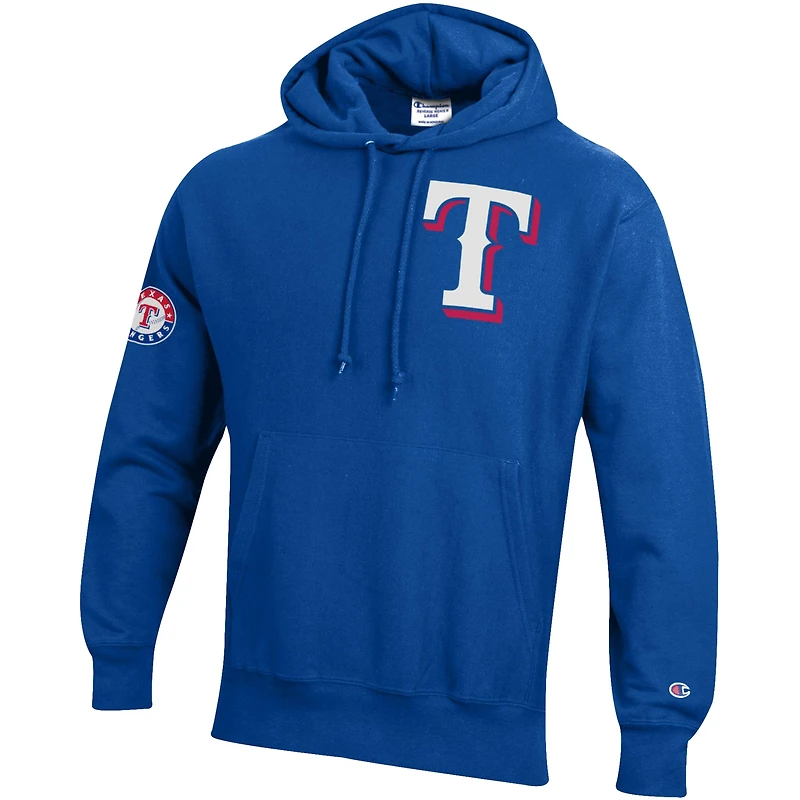 Men's Champion Royal Texas Rangers Reverse Weave Chenille Hoodie