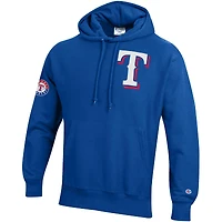 Men's Champion  Royal Texas Rangers Reverse Weave Chenille Hoodie