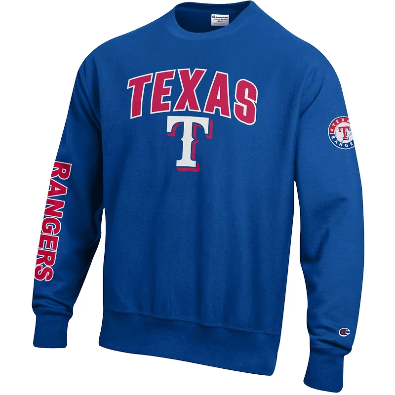 Men's Champion Royal Texas Rangers Reverse Weave Chenille Sweatshirt