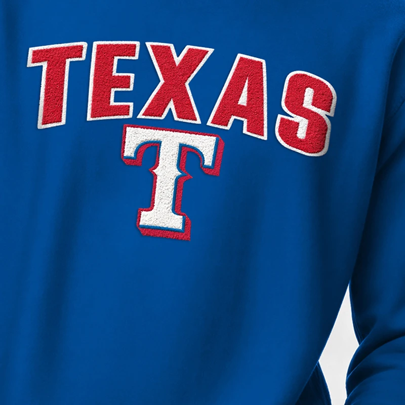 Sweat-shirt Champion Royal Texas Rangers en chenille à tissage inversé pour homme