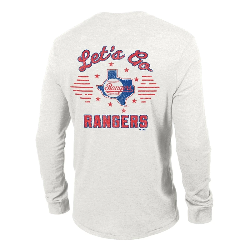 T-shirt à manches longues Champion White Texas Rangers Cooperstown Winning Tradition Tri-Blend pour homme