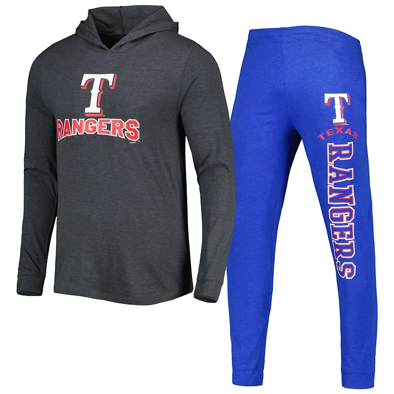 Ensemble sweat à capuche et jogging Concepts Sport Heather Royal/Heather Charcoal Texas Rangers Meter pour homme