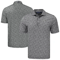 Polo recyclé à imprimé floral écologique pour homme Cutter & Buck Black Texas Rangers Big Tall Pike