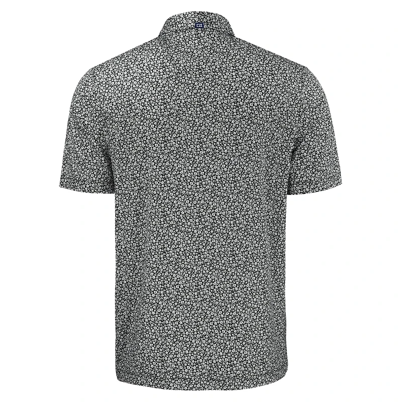 Polo recyclé à imprimé floral écologique pour homme Cutter & Buck Black Texas Rangers Big Tall Pike