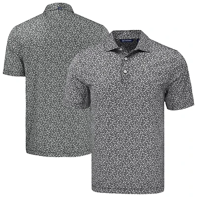 Polo recyclé à imprimé floral écologique pour homme Cutter & Buck Black Texas Rangers Big Tall Pike