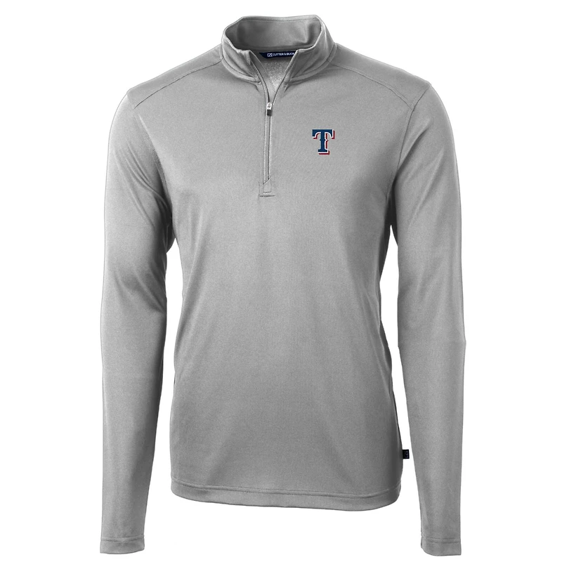 Veste à enfiler Virtue Eco Pique grise quart de zip pour homme, modèle Cutter & Buck des Texas Rangers, grande taille