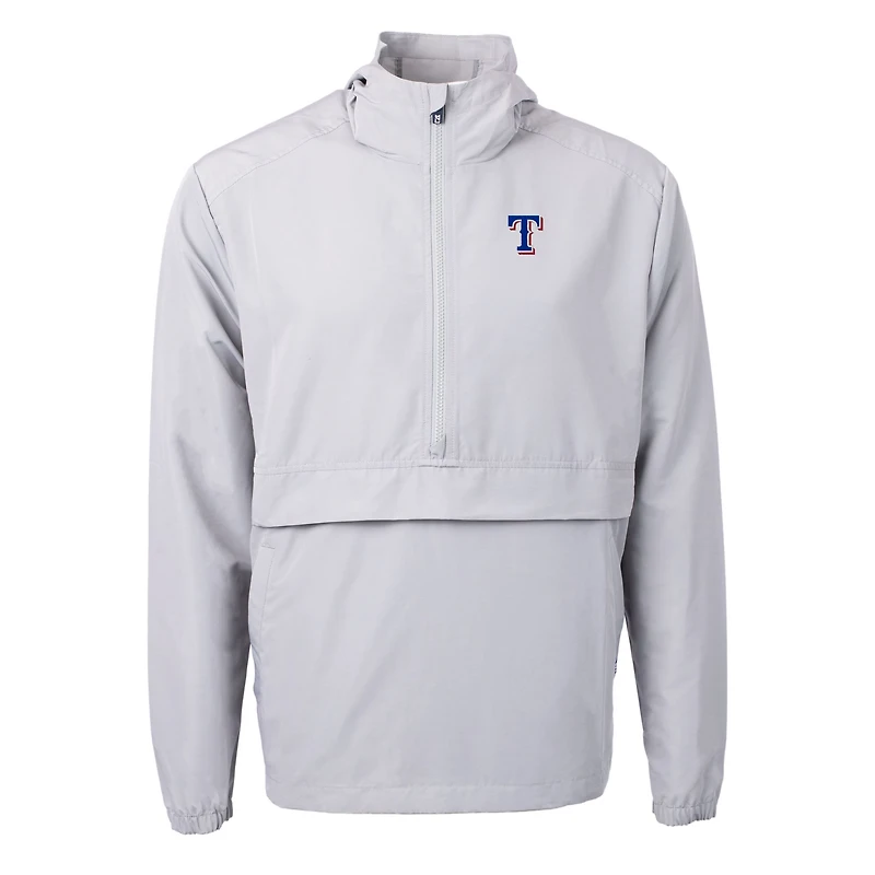 Men's Cutter & Buck Gray Texas Rangers Charter Eco Recycled Half-Zip Anorak Jacket
