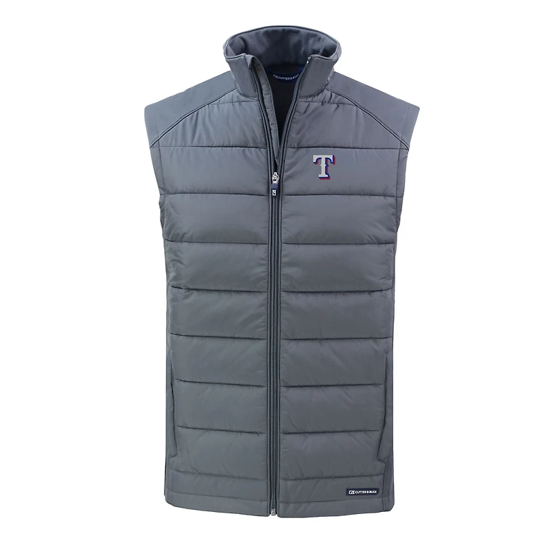 Gilet hybride en softshell recyclé entièrement zippé pour homme, gris, des Texas Rangers, Cutter & Buck