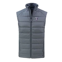 Gilet hybride en softshell recyclé entièrement zippé pour homme, gris, des Texas Rangers, Cutter & Buck