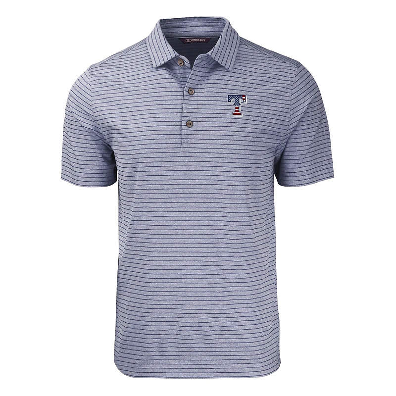 Polo extensible recyclé à rayures et chiné Forge Eco pour homme, bleu marine, motif étoiles Texas Rangers, coupeur buck, grandes tailles