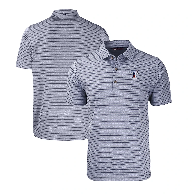 Polo extensible recyclé à rayures et chiné Forge Eco pour homme, bleu marine, motif étoiles Texas Rangers, coupeur buck, grandes tailles