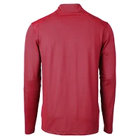 Men's Cutter & Buck Red/Navy Texas Rangers Virtue Eco Pique Micro Stripe Big Tall Recycled Quarter-Zip Pullover Top