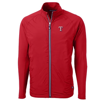 Veste zippée intégrale en tricot écologique Adapt pour homme, couleur rouge, des Texas Rangers, de coupe Cutter & Buck, grande taille