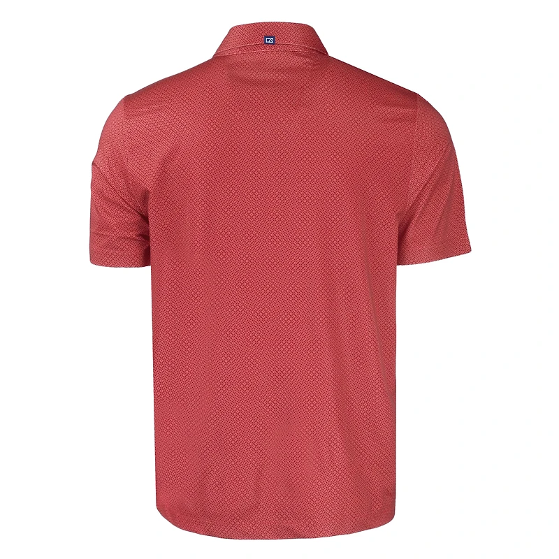Men's Cutter & Buck Red Texas Rangers Big Tall Pike Eco Tonal Geo Print Stretch Recycled Polo
