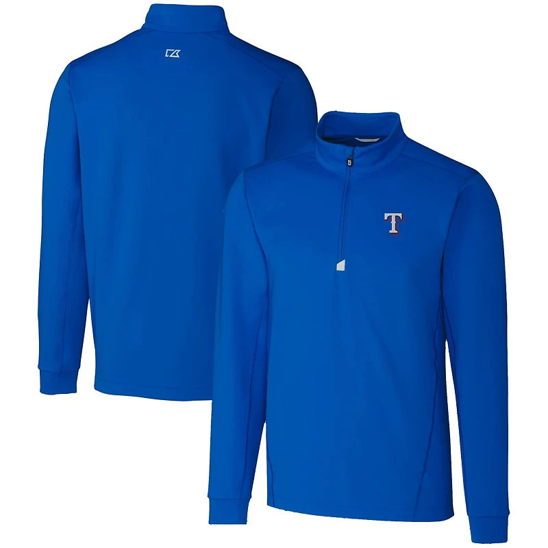Men's Cutter & Buck Royal Texas Rangers Traverse Stretch Quarter-Zip Pullover Top