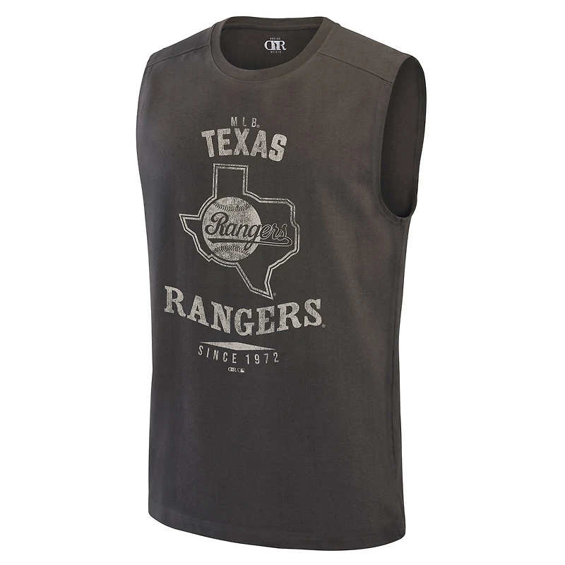Men's Darius Rucker Collection by Fanatics  Charcoal Texas Rangers Muscle Tank Top