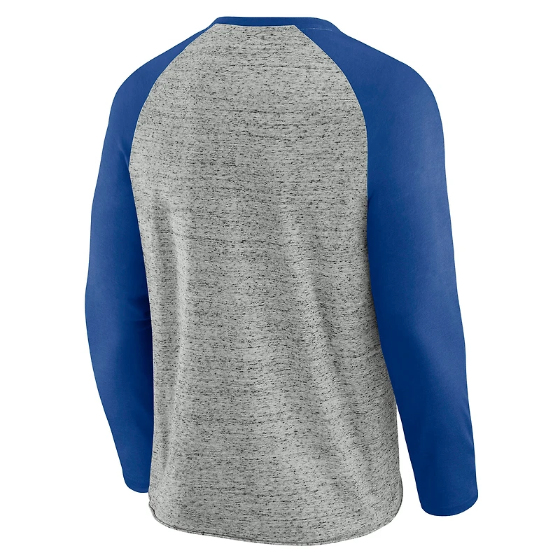 Men's Darius Rucker Collection by Fanatics  Heather Gray Texas Rangers Raw Edge Raglan Long Sleeve Baseball T-Shirt