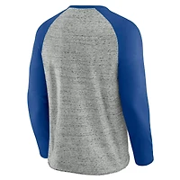 Men's Darius Rucker Collection by Fanatics  Heather Gray Texas Rangers Raw Edge Raglan Long Sleeve Baseball T-Shirt