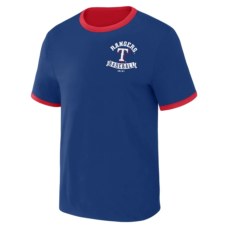 Men's Darius Rucker Collection by Fanatics Royal/Red Texas Rangers Two-Way Ringer Reversible T-Shirt